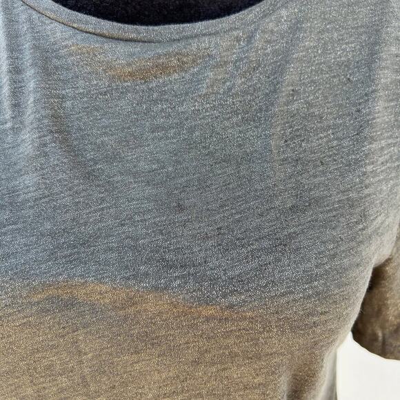 Loft, green shimmer, vintage soft, short sleeve, rounded neckline, women's XS - Picture 4 of 10